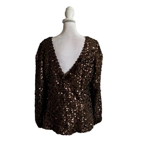 Lilli Diamond Vintage Flapper Style 1950s Sequin Metallic Gold Evening Top US 14 - Picture 6 of 9